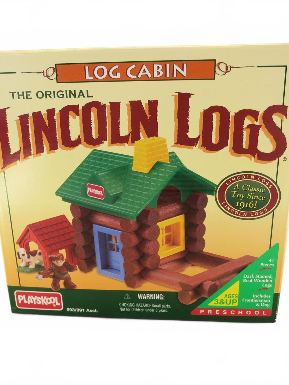 Set of Lincoln Logs, Log Cabin Set 46 Total Pieces Vintage 1996 NIB